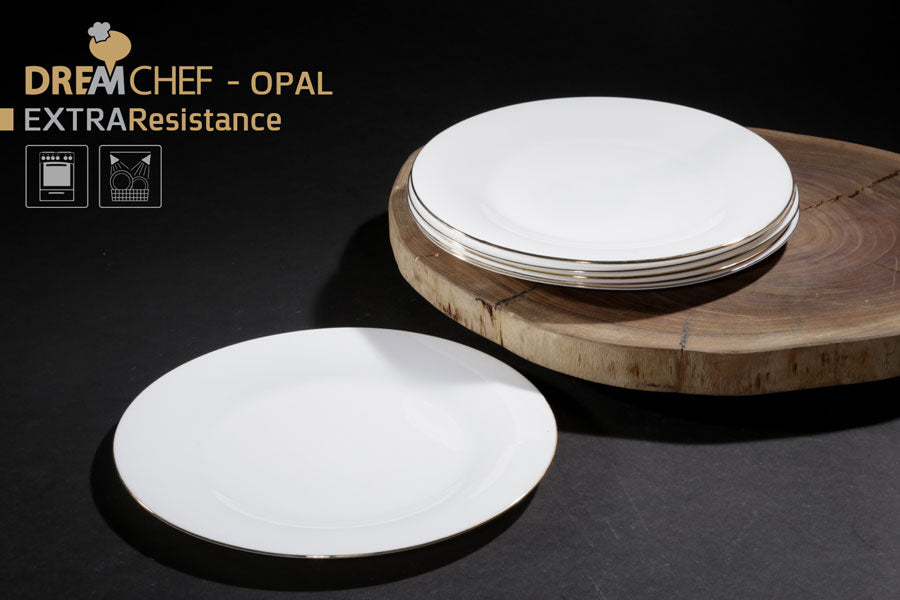 צלחת 28 ס״מ עם פס זהב OPAL