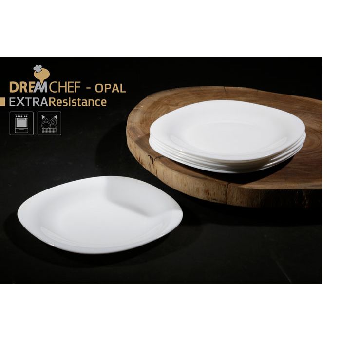 צלחת מנה ראשונה Opal זכוכית מחוסמת 22 ס״מ בצבע לבן