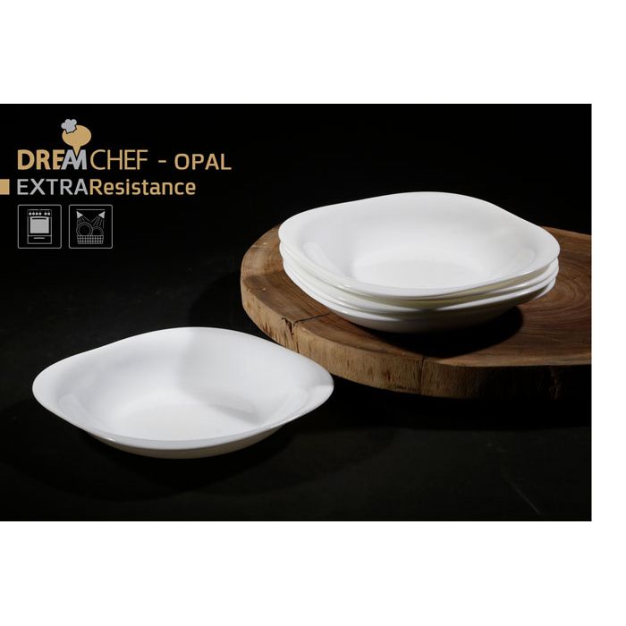 צלחת מרק Opal זכוכית מחוסמת 23 ס״מ בצבע לבן