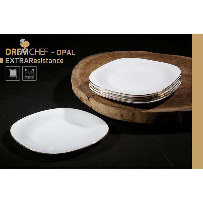 צלחת מנה ראשונה Opal זכוכית מחוסמת 22 ס״מ בצבע זהב