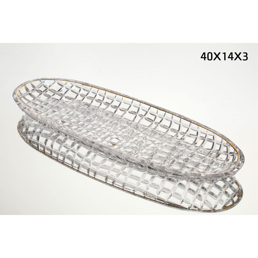 צלחת אינגליש קייק 40X14 ס״מ עם פס זהב CRYSTALINE