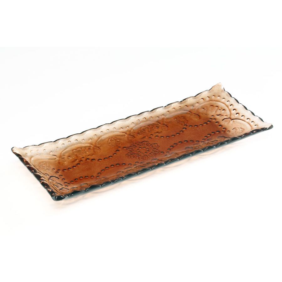 צלחת הגשה מלבנית SELANIK בצבע אמבר