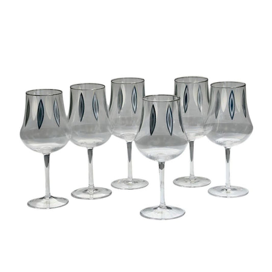 סט 6 גביעי יין crystaline anser  titanium