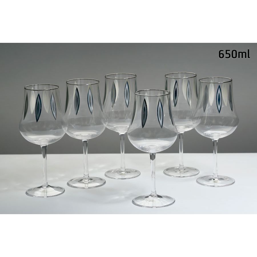 סט 6 גביעי יין crystaline anser  titanium