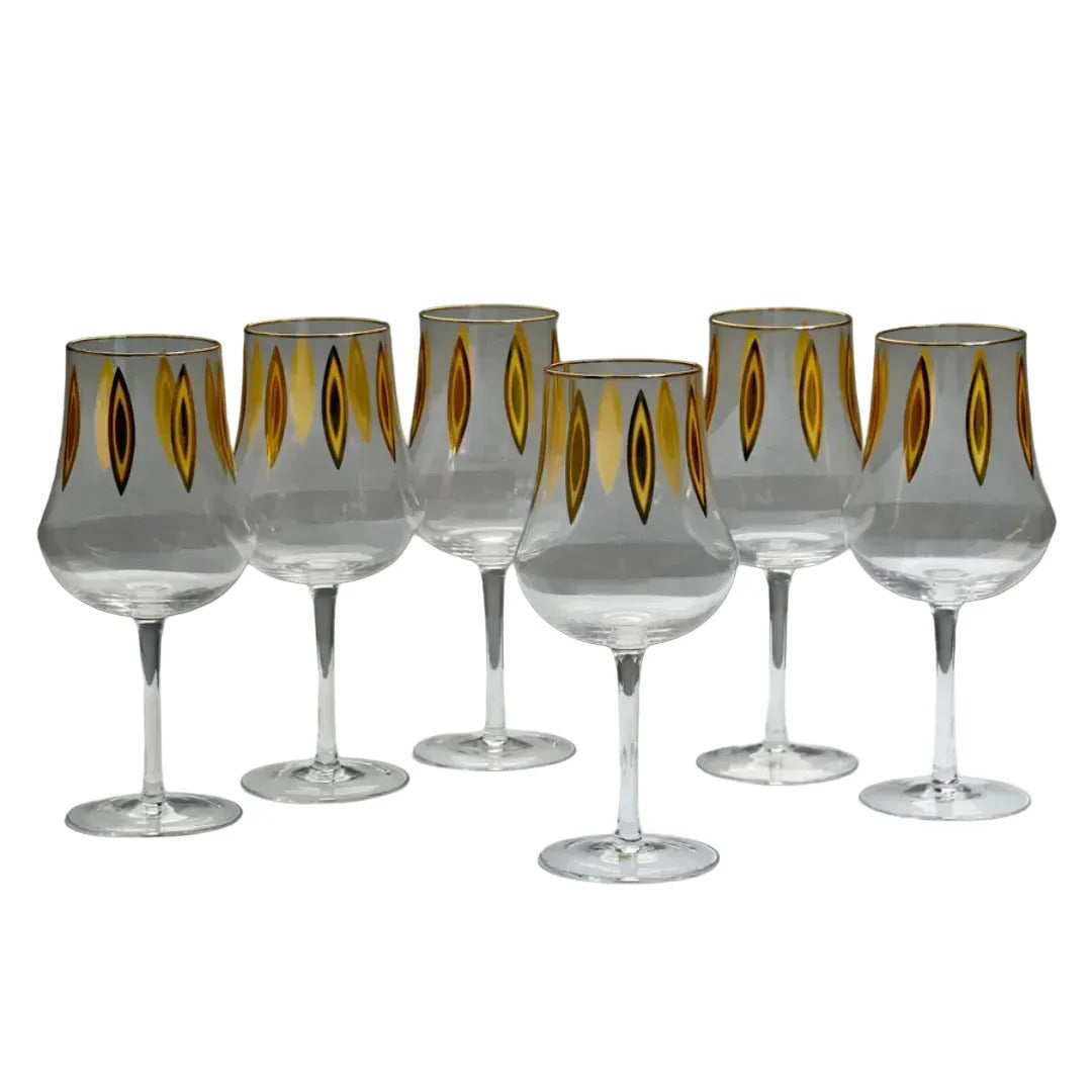 סט 6 גביעי יין crystaline anser gold