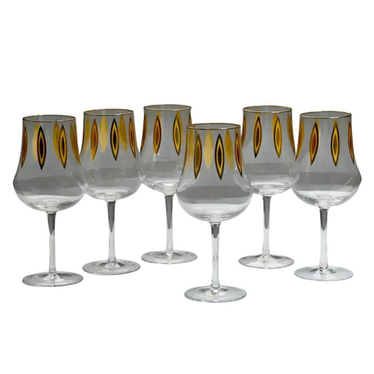 סט 6 גביעי יין crystaline anser gold