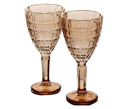 סט 6 גביעי יין 300 מ"ל AMBER GOLD CRYSTALINE