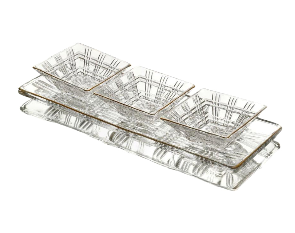 קברט 4 חלקים 12X12X4.5 42X15X2 ס"מ פס זהב CRYSTALINE