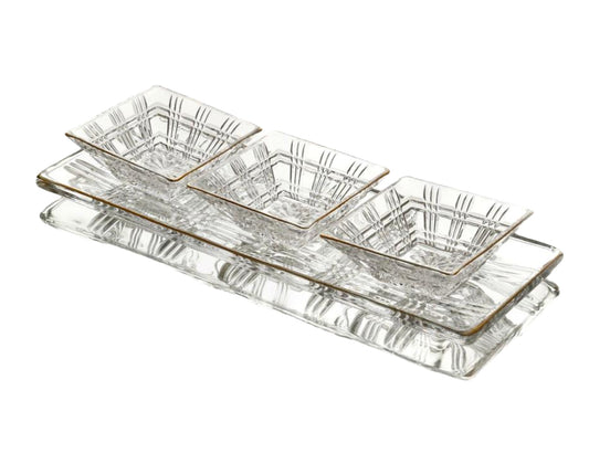 קברט 4 חלקים 12X12X4.5 42X15X2 ס"מ פס זהב CRYSTALINE