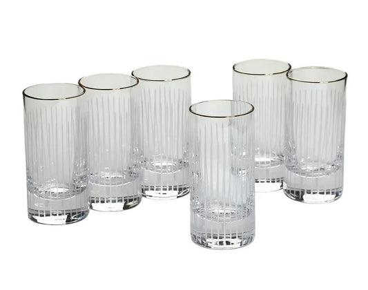 סט 6 כוסות שתיה crystaline toulip gold