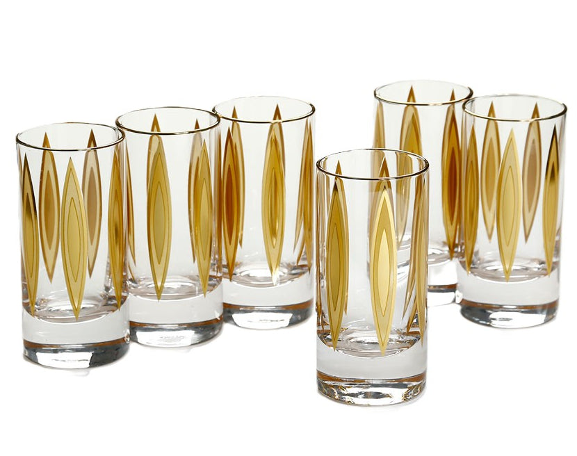סט 6 כוסות שתיה crystaline anser gold