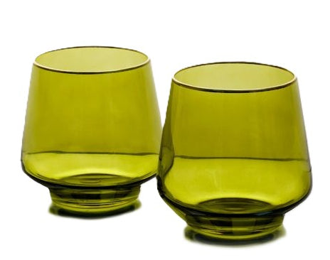 סט 6 כוסות וויסקי 460 מ"ל זכוכית ירוק זהב GREEN GOLD CRYSTALINE