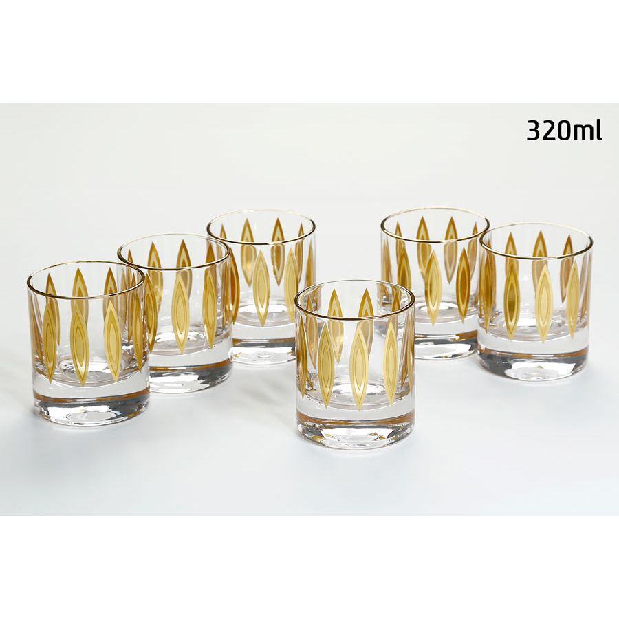 סט 6 כוסות וויסקי crystalineanser gold