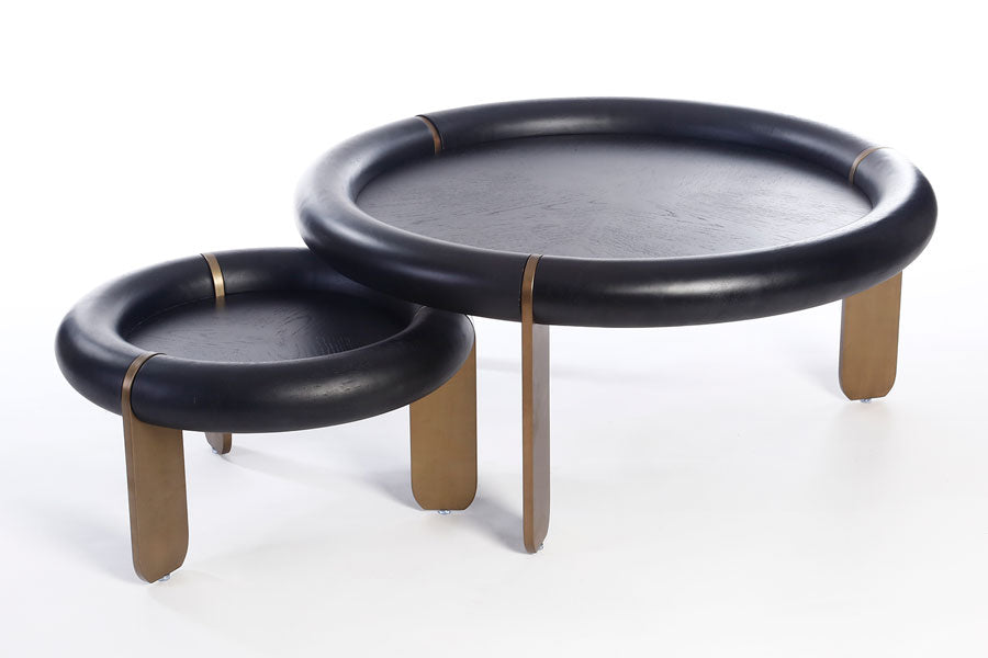 זוג שולחנות עץ + פליז WOOD GINNESS