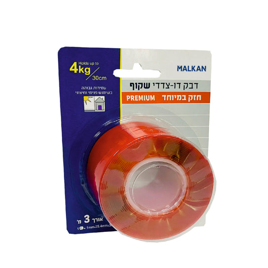 דבק דו צדדי שקוף חזק במיוחד ברוחב 25.4 ממ ובאורך 3 מטר