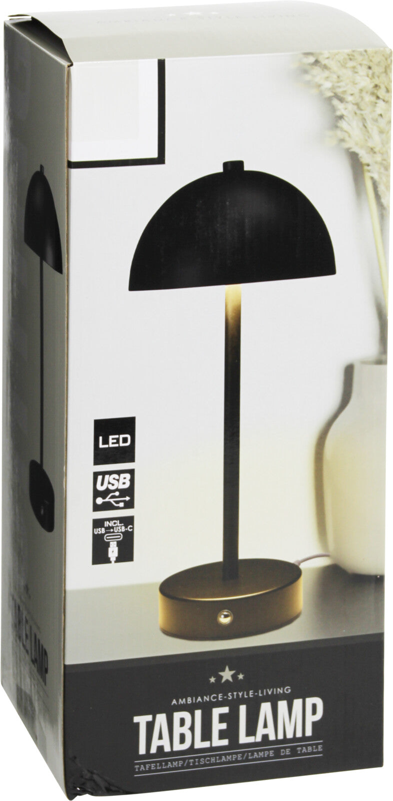 מנורת שולחן LED שחורה 14X31 סמ