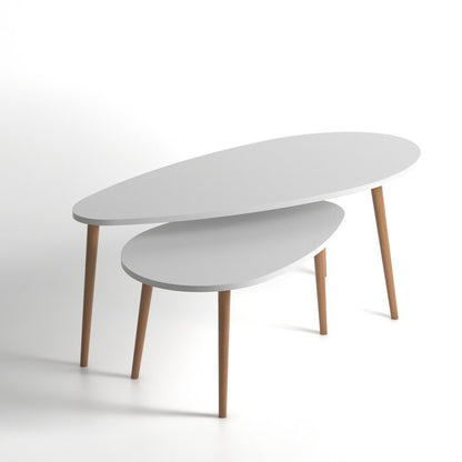 זוג שולחנות סלון דגם ליאם גוון לבן