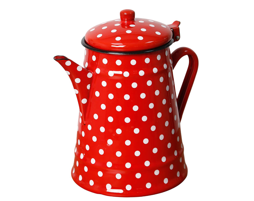 קומקום אמייל אדום נקודות לבנות 1700 מ"ל דגם Polka B-DECOR