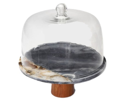 פעמון עוגה 30 ס"מ דמוי שיש שחור VALANTINO BLACK MARBLE