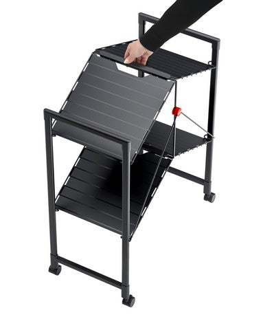 עגלת הגשה מתקפלת עם שני מדפים Quickboard שחור מט