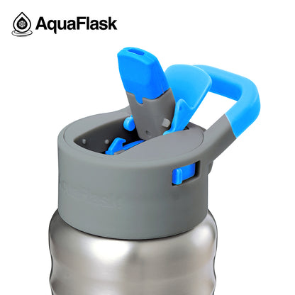 בקבוק שתייה שומר קור וחום Cosmonaut גימור נירוסטה בשילוב כחול Kids Straw Sip נפח 709 מייל.