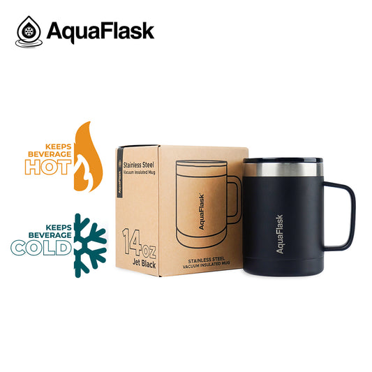 ספל שתייה תרמי JET BLACK שחור מבריק Insulated Mug נפח 414 מ"ל
