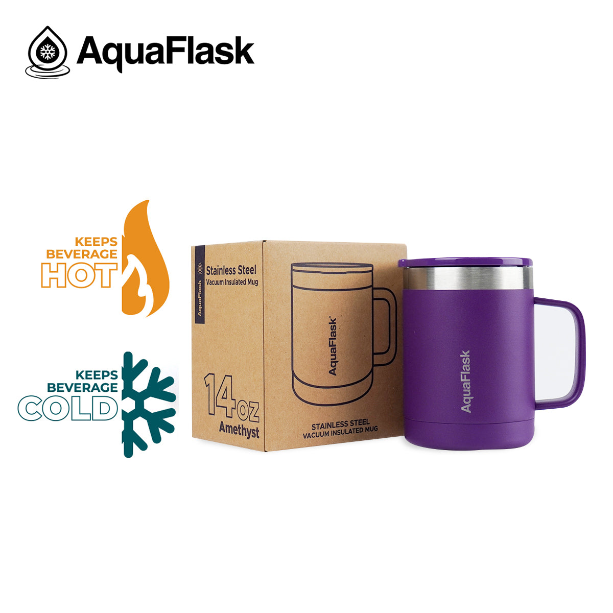 ספל שתייה תרמי AMETHYST סגול כהה ובולט Insulated Mug נפח 414 מ"ל