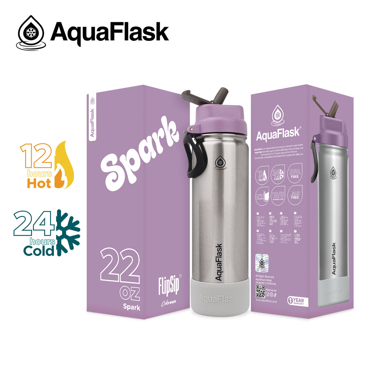 בקבוק שתייה תרמי Spark ספארק נירוסטה עם ורוד FLIP SIP Colorwave s2 נפח 650 מייל