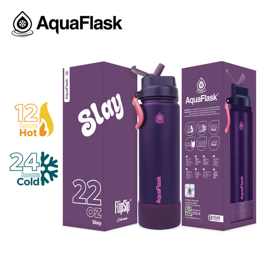 בקבוק שתייה תרמי Slay סליי סגול עמוק FLIP SIP Colorwave s2 נפח 650 מייל