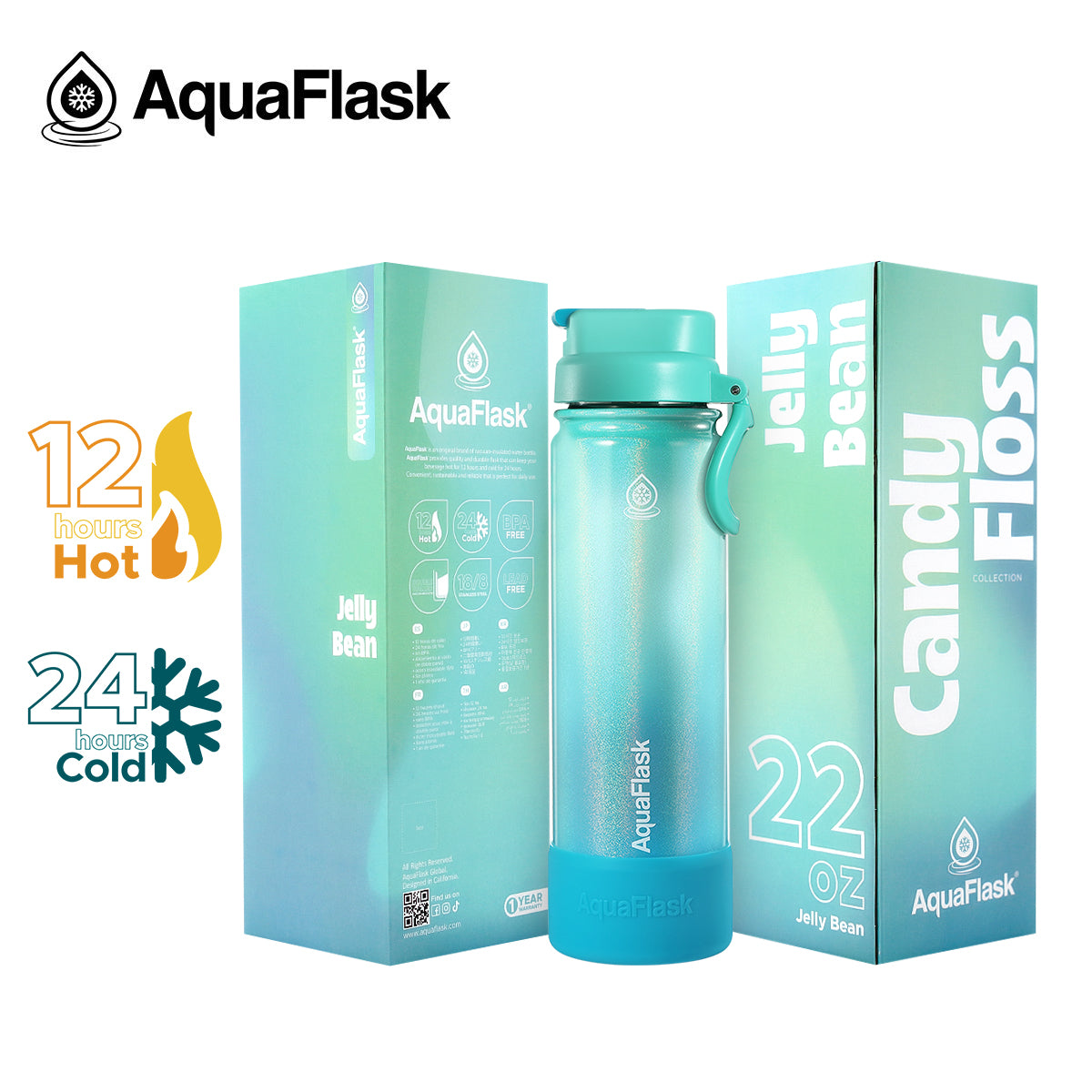 בקבוק שתייה תרמי Jelly Bean סוכריית ג׳לי תכלת רך CANDY FLOSS FLIP SIP נפח 650 מייל.