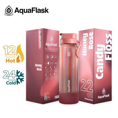 בקבוק שתייה תרמי Honey Rose ורד דבש בורדו חמים ורך CANDY FLOSS FLIP SIP נפח 650 מייל.