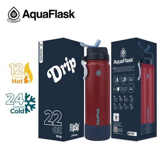 בקבוק שתייה תרמי Drip דריפ בורדו עם נגיעות כחול FLIP SIP Colorwave s2 נפח 650 מייל