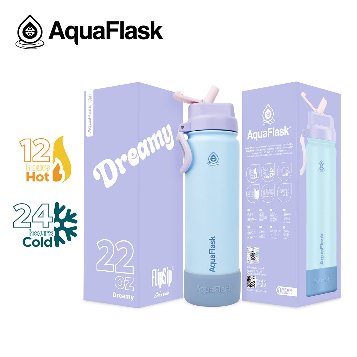 בקבוק שתייה תרמי Dreamy דרימי תכלת בהיר ורך FLIP SIP Colorwave s2 נפח 650 מייל