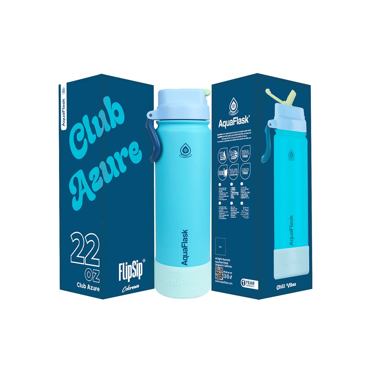 בקבוק שתייה תרמי Club Azure קלאב אז’ור כחול תכלת רענן FLIP SIP Colorwave נפח 650 מייל