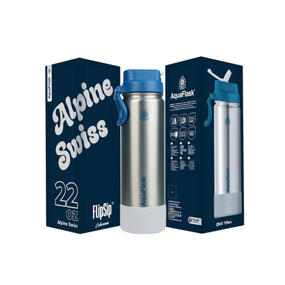 בקבוק שתייה תרמי Alpine Swiss אלפים שווייצריים נירוסטה וכחול FLIP SIP Colorwave נפח 650 מייל