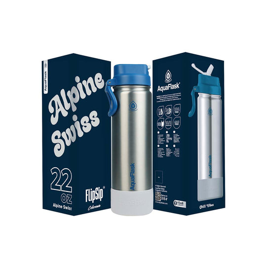 בקבוק שתייה תרמי Alpine Swiss אלפים שווייצריים נירוסטה וכחול FLIP SIP Colorwave נפח 650 מייל
