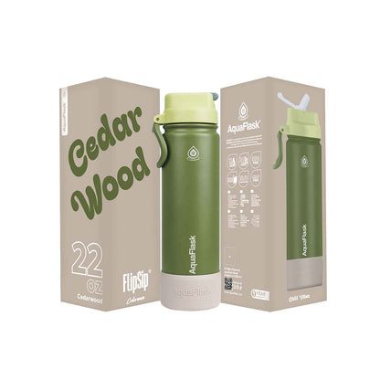 בקבוק שתייה תרמי Cedarwood עץ ארז ירוק טבעי FLIP SIP Colorwave נפח 650 מייל