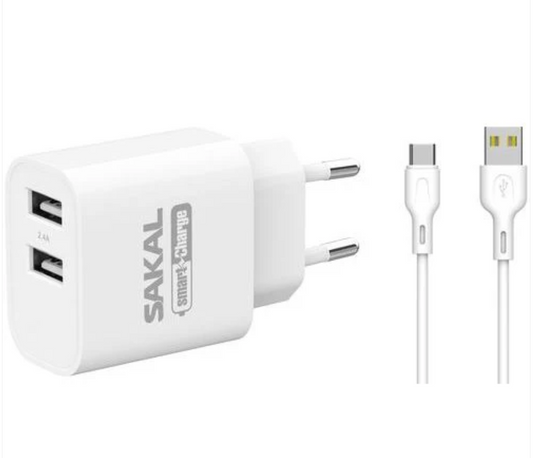 שתי יחידות מטען חשמלי TYPE C CHARGE SMART עם שתי יציאות