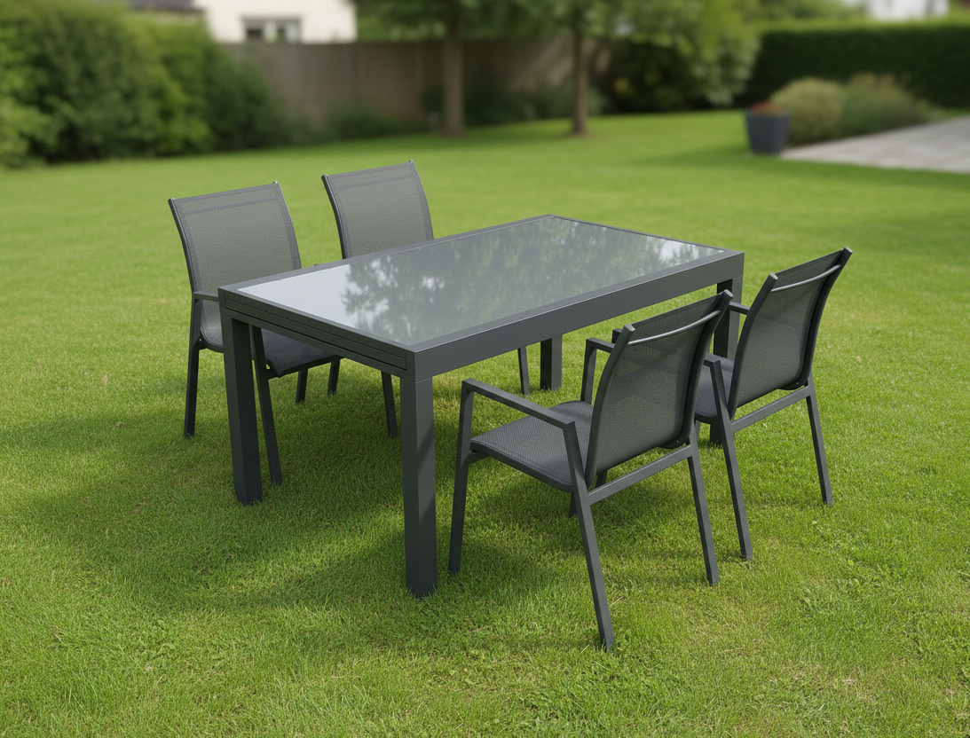 פינת אוכל "בורגס" שולחן 90*135 ס"מ + 4 כסאות