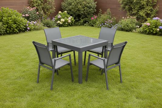 פינת אוכל "בורגס" שולחן 90*90 ס"מ + 4 כסאות