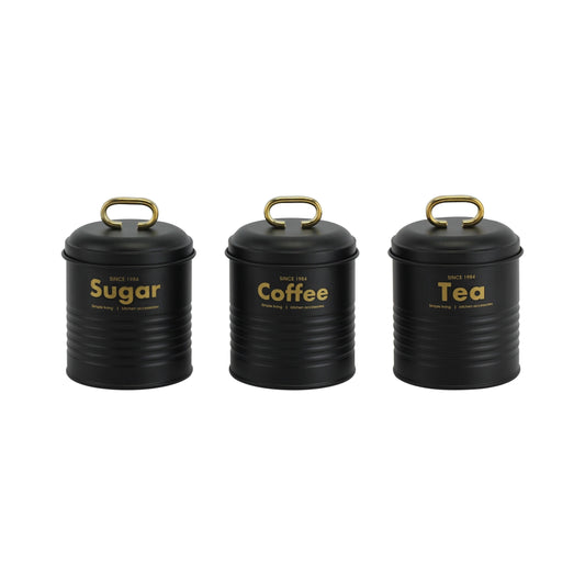 סט תה/קפה/סוכר שחור עם זהב 800 מל