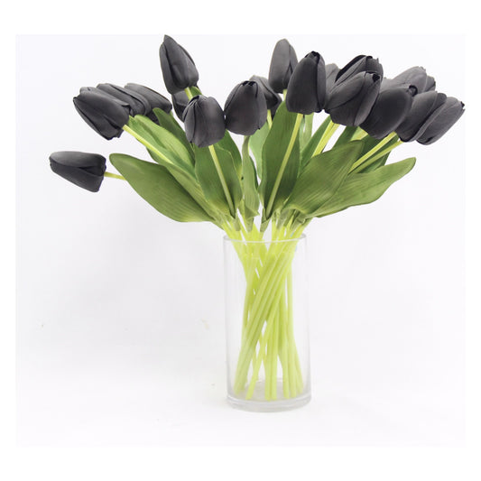פרח מלאכותי טוליפ קצר שחור