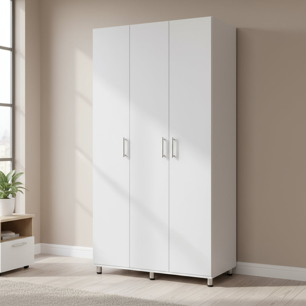 ארון בגדים  עמי 3 דלתות תליה רחבה לבן