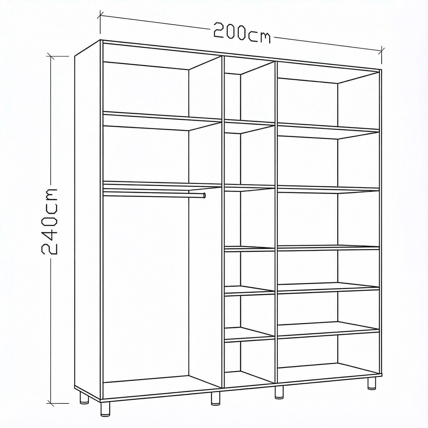 ארון בגדים עמי 5 דלתות טקסטיל שמנת