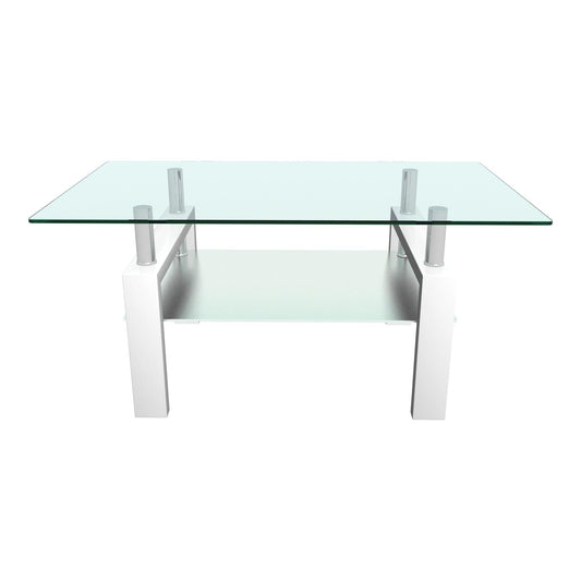 שולחן קפה לסלון זכוכית דגם לילי לבן