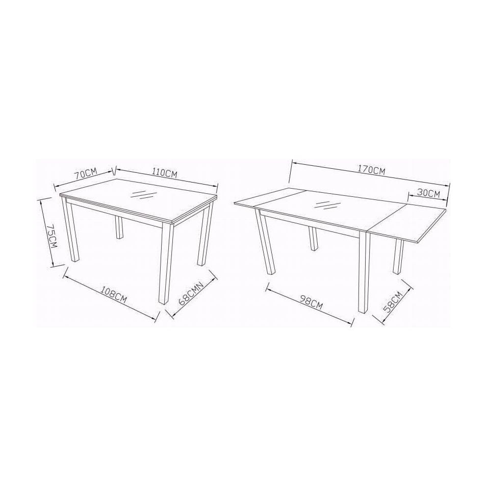 שולחן אוכל נפתח 110X70, דגם ונציה שחור Livea