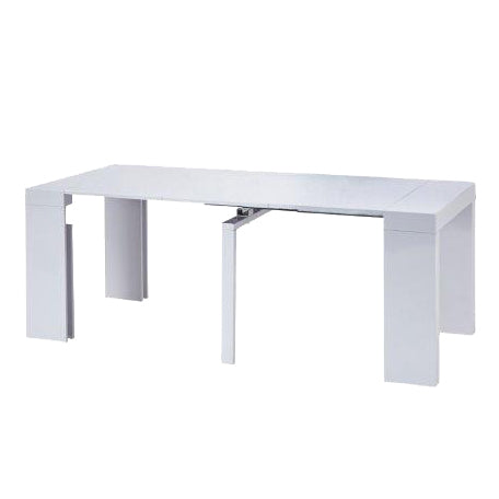 שולחן קונסולה נפתח עד 3 מטר, לבן מבריק LIVEA