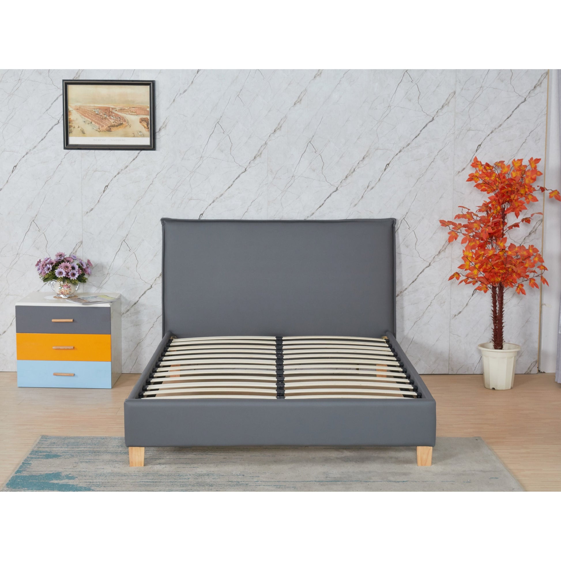 מיטה מרופדת אלכסה אפורה 160*200