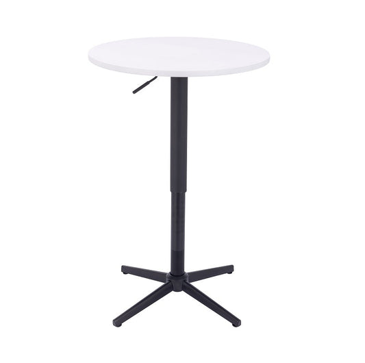 שולחן בר עגול לבן 60 ס"מ רגל כוכב שחור