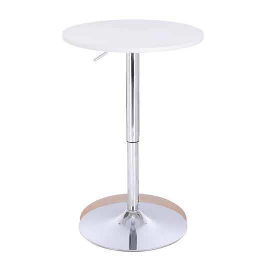 שולחן בר עגול לבן 60 ס"מ  רגל עגולה כרום
